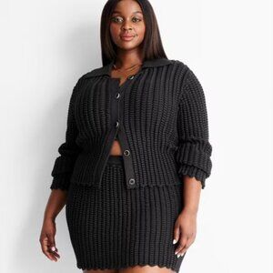 Jenee Naylor Braided SET Cardigan and Skirt combo NWT Black Size 3X